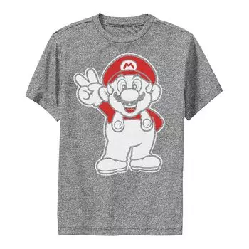 Красно-белая футболка со знаком мира Nintendo Super Mario для мальчиков 8–20 лет Licensed Character