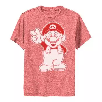Красно-белая футболка со знаком мира Nintendo Super Mario для мальчиков 8–20 лет Licensed Character