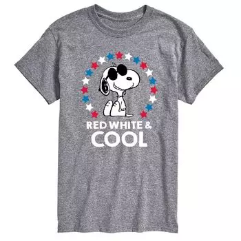 Красно-белая и крутая футболка Big & Tall Peanuts Licensed Character, серый