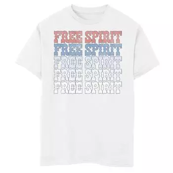 Красно-белая и синяя футболка с текстовым рисунком Americana Free Spirit для мальчиков 8–20 лет Licensed Character