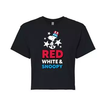 Красно-белая укороченная футболка с рисунком Peanuts для детей Juniors Snoopy Licensed Character, черный