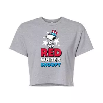 Красно-белая укороченная футболка с рисунком Peanuts для детей Juniors Snoopy Licensed Character, серый