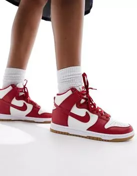 Красно-белые кроссовки Nike Dunk High