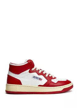 Красно-белые мужские кожаные кроссовки Autry