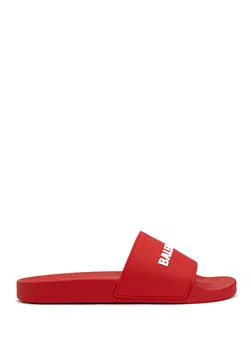 Красно-белые мужские тапочки с логотипом Balenciaga
