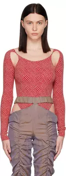 Красно-бежевое жаккардовое боди Rui