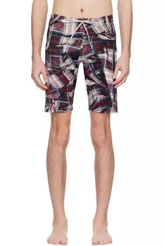Красно-черные драпированные облегающие шорты для плавания в клетку Vivienne Westwood