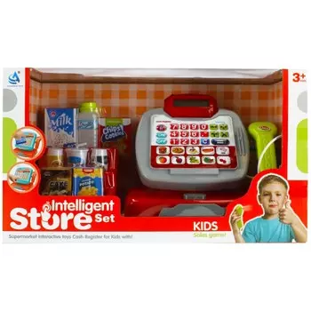 Красно-серый кассовый аппарат с аксессуарами, магазин развлечений 3+ МЕГА КРЕАТИВ Универсальный Mega Creative