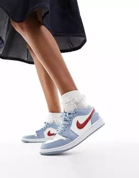 Красно-синие низкие кеды Air Jordan 1