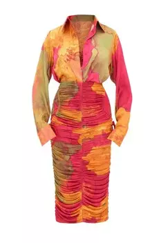 Красно-желтая сетчатая юбка-миди Taka ANDREA IYAMAH