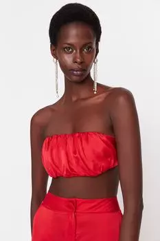 Красное атласное бюстье без бретелек Trendyol, красный