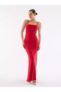 Красное длинное платье из джерси с ремешками Juste Studio, красный
