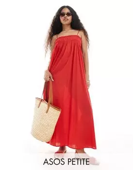 Красное длинное пляжное платье А-силуэта ASOS DESIGN Petite