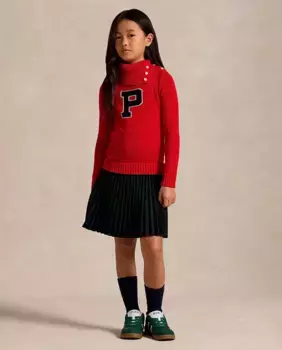 Красное хлопковое платье для девочки Polo Ralph Lauren