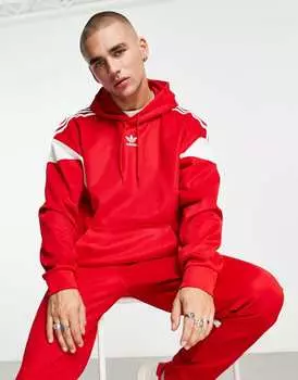 Красное худи с вырезом adidas Originals Adicolor