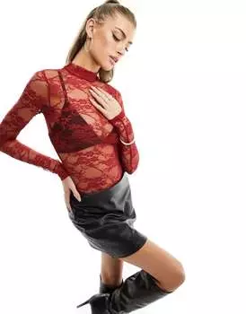 Красное кружевное боди Simmi Simmi Clothing