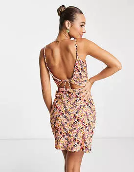 Красное мини-платье-комбинация с завязками на спине Vero Moda