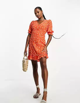 Красное мини-платье с цветочным принтом Nothing's Child Petite Delilah