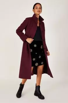 Красное пальто Fiona из полиуретана с декоративной воронкой Monsoon, красный