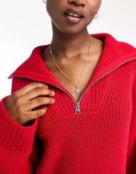 Красное платье-джемпер мини с молнией до половины длины Weekday Grace эксклюзивно для ASOS