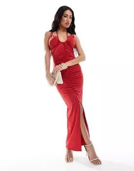 Красное платье макси с бретелями и бретелями ASOS DESIGN