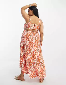 Красное платье макси с открытой спиной и низким подолом ASOS DESIGN Curve