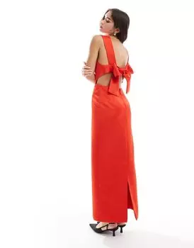 Красное платье макси с вырезами и завязками на спине ASOS EDITION