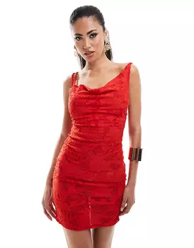 Красное платье мини с бретелями и воротником-хомутом ASOS DESIGN