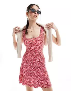 Красное платье мини с овальным вырезом и принтом Wednesday's Girl