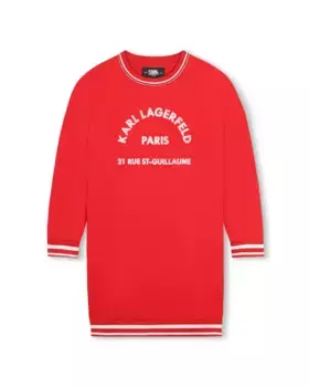 Красное платье с длинными рукавами для девочки Karl Lagerfeld Kids