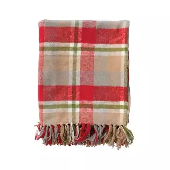 Красное разноцветное хлопковое фланелевое одеяло размером 50 x 60 дюймов creative co-op, цвет Red