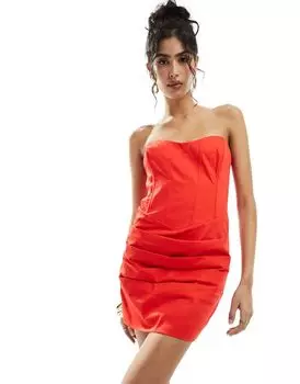 Красное структурированное корсетное платье мини с косточками ASOS DESIGN