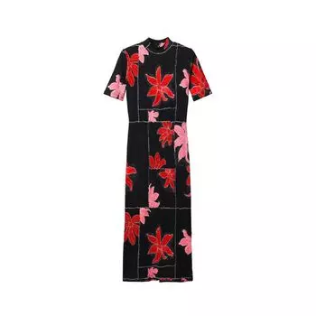 Красное вискозное платье Desigual