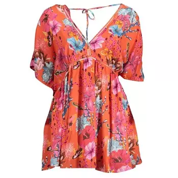 Красное вискозное женское платье Desigual
