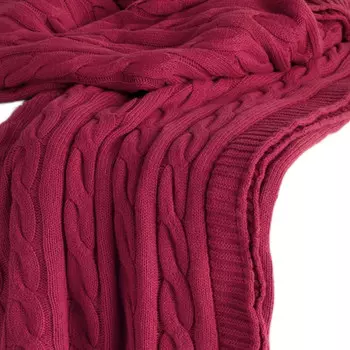 Красное вязаное одеяло из 100 % хлопка Homezia, цвет Multicolored