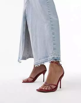 Красные босоножки на каблуке Topshop Wide Fit Faith с ремешками и ремешками