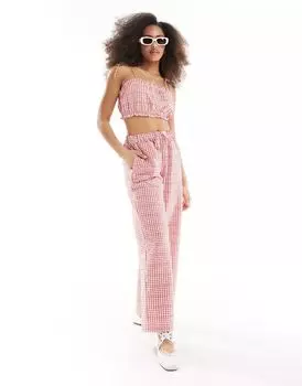 Красные брюки без застежки ASOS
