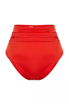 Красные гладкие плавки бикини с высокой талией Trendyol, красный