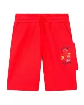 Красные хлопковые шорты Kenzo Kids, красный