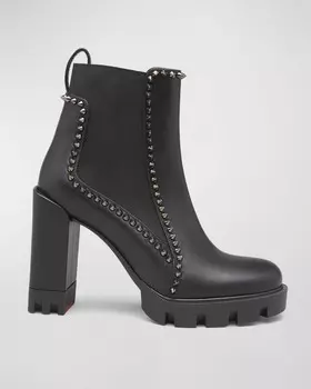 Красные кожаные ботинки челси с шипами на подошве Christian Louboutin