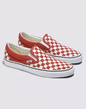 Красные кроссовки Vans Classic Slip On в шахматную клетку