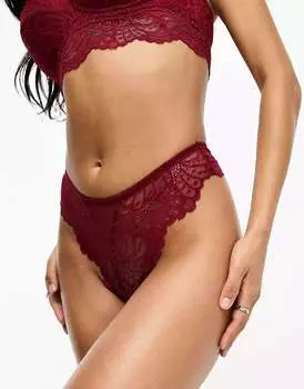 Красные кружевные стринги со сборками ASOS Sienna