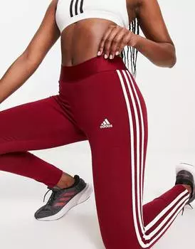 Красные леггинсы с 3 полосками adidas Sportswear Essential