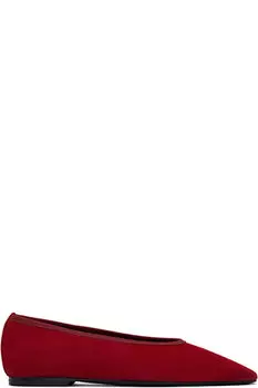 Красные минималистичные замшевые балетки TOTEME
