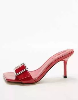 Красные мюли на каблуке с пряжкой Topshop Fae
