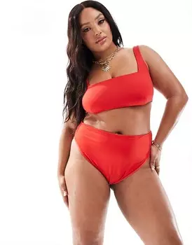 Красные плавки бикини с высокой талией ASOS DESIGN Curve Maya