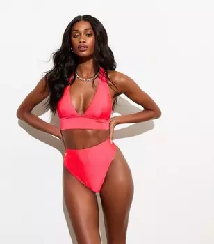 Красные плавки бикини с высокой талией и высокими штанинами New Look, красный