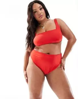 Красные плавки бикини с завышенной талией ASOS DESIGN Maya Curve