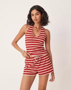 Красные полосатые микрошорты средней посадки ASOS DESIGN