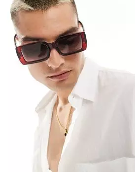 Красные прямоугольные солнцезащитные очки ASOS DESIGN